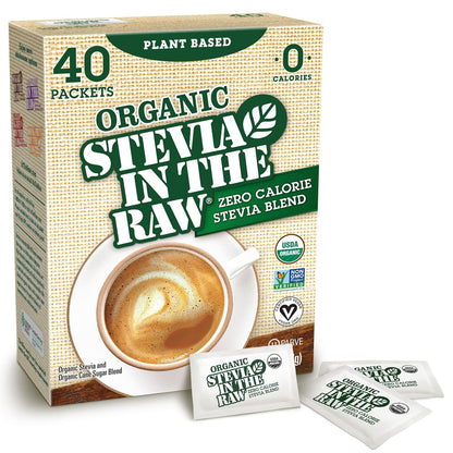 Stevia In The Raw Organic Stevia Sweetener Packets, 40 Ct, Zero Calorie Stevia Sugar Substitute Packets