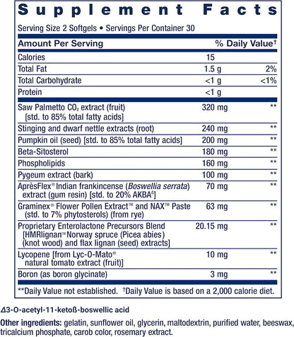 Life Extension Ultra Prostate Formula, saw palmetto for men, pygeum, stinging nettle root, lycopene, 11 nutrients for prostate function, non-GMO, gluten-free, 60 softgels