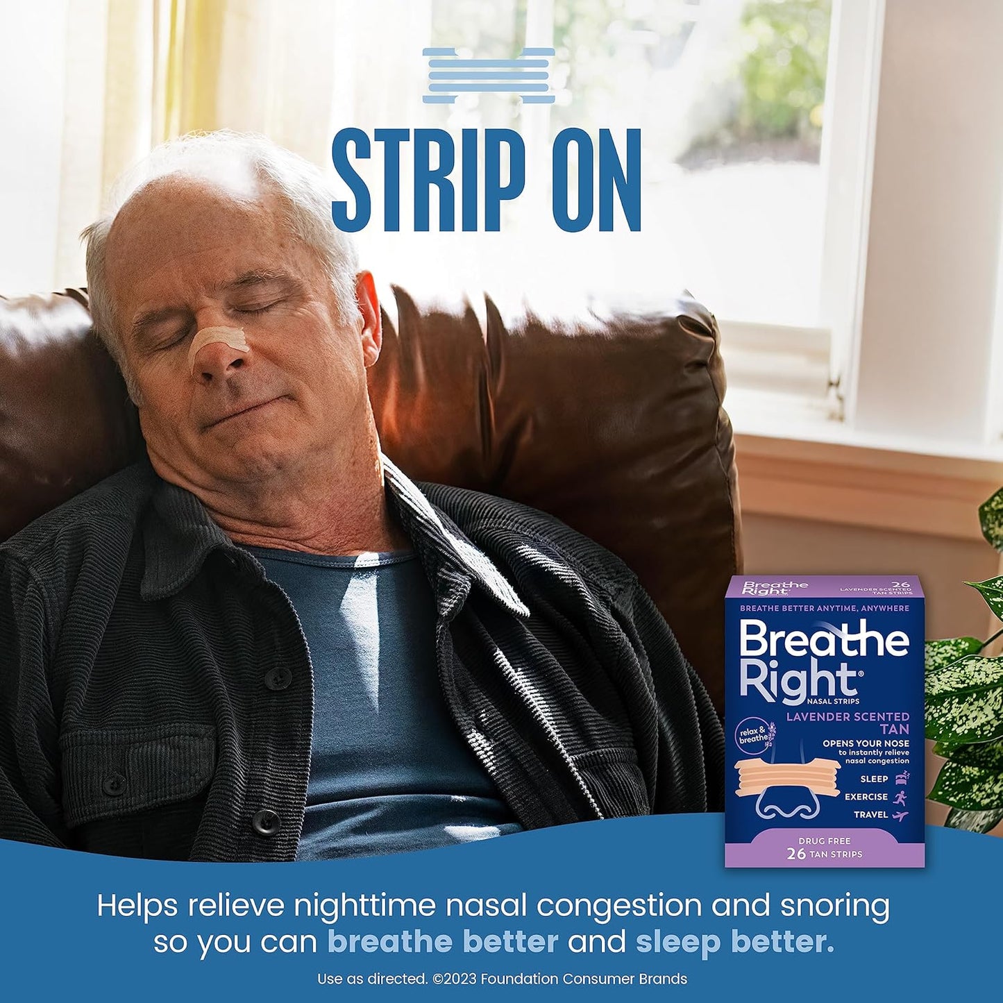 Breathe Right Nasal Strips Lavender Scent Extra Strength Tan Nasal Strips - 26 ct
