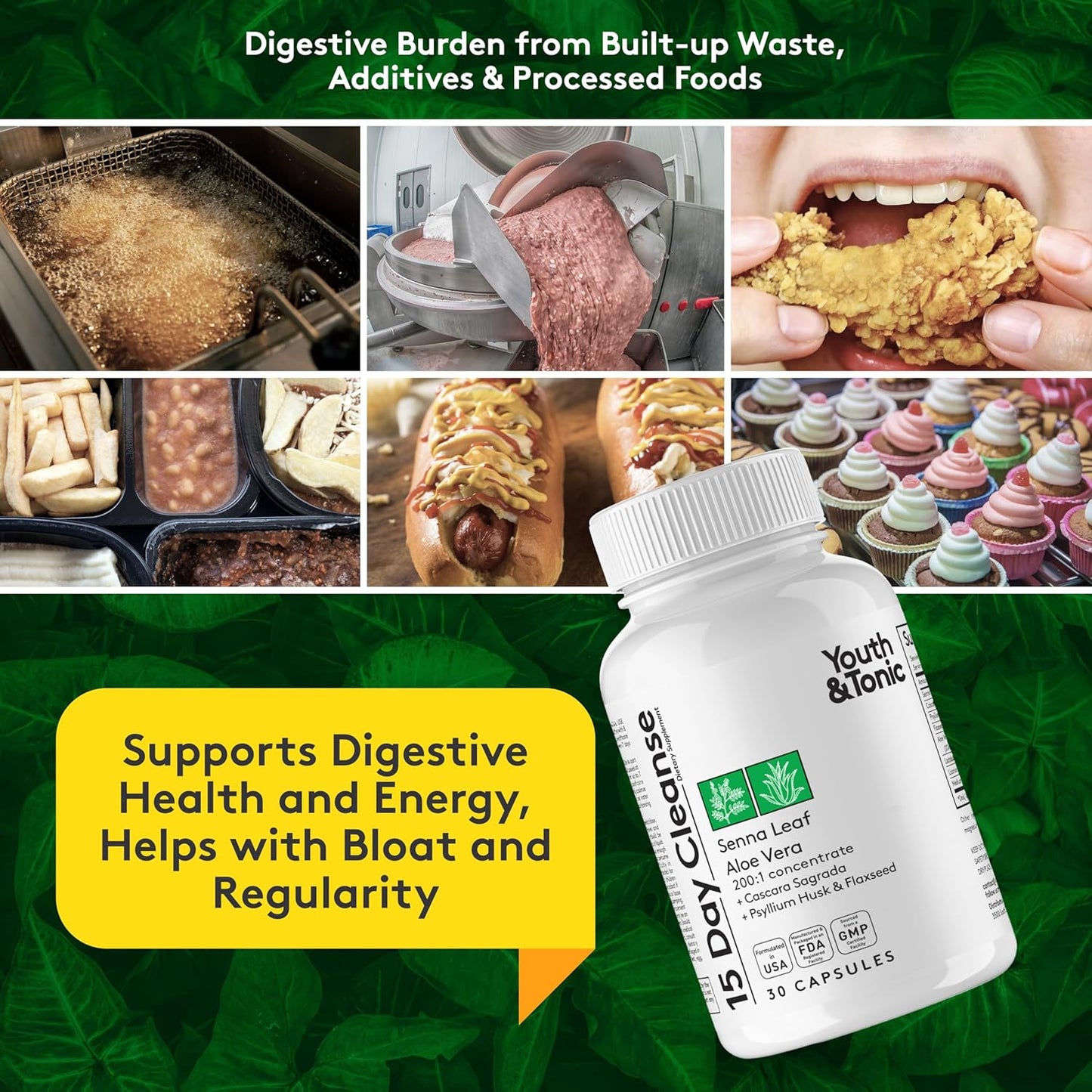 Youth & Tonic 3X Body Detox and Cleanse for Women & Men | Liver and Kidney Support & 15 Day Colon Cleanser to Repair Detoxify and Full Waste Loss | Supplement Pills