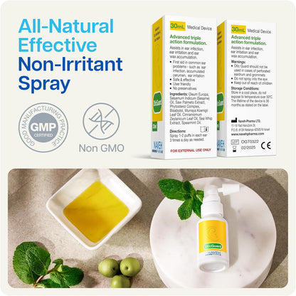NAVEH PHARMA Otic Guard Natural Ear Wax Removal Spray – Herbal-Oil Blend for Ear Infections and Ear Pain in Adults – Ear Wax Softener for Clogged Ear Relief and Swimmer’s Ear (0.5 Fl Oz)