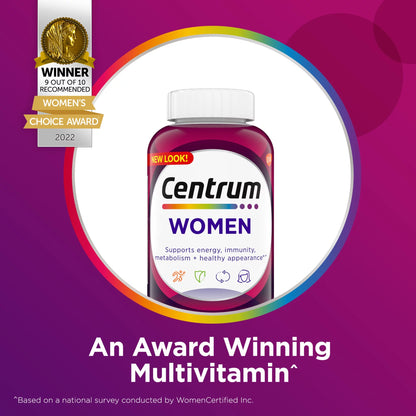 Centrum Multivitamin Tablet for Women Vitamin D3, B, Antioxidant Vitamins C and E 100 count