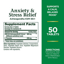 Nature’s Bounty Anxiety & Stress Relief Ashwagandha KSM 66, L-Theanine, Dietary Supplement, Tablets, 50 Ct Nature's Bounty