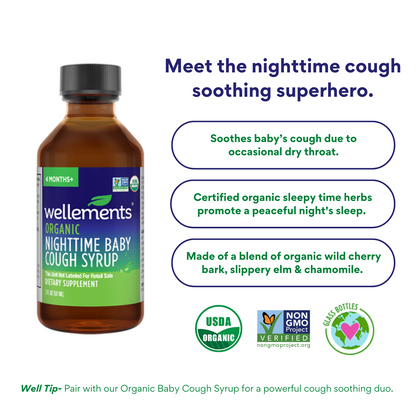 Wellements Organic Night Time Baby Cough & Mucus Syrup, 2 fl. Oz.