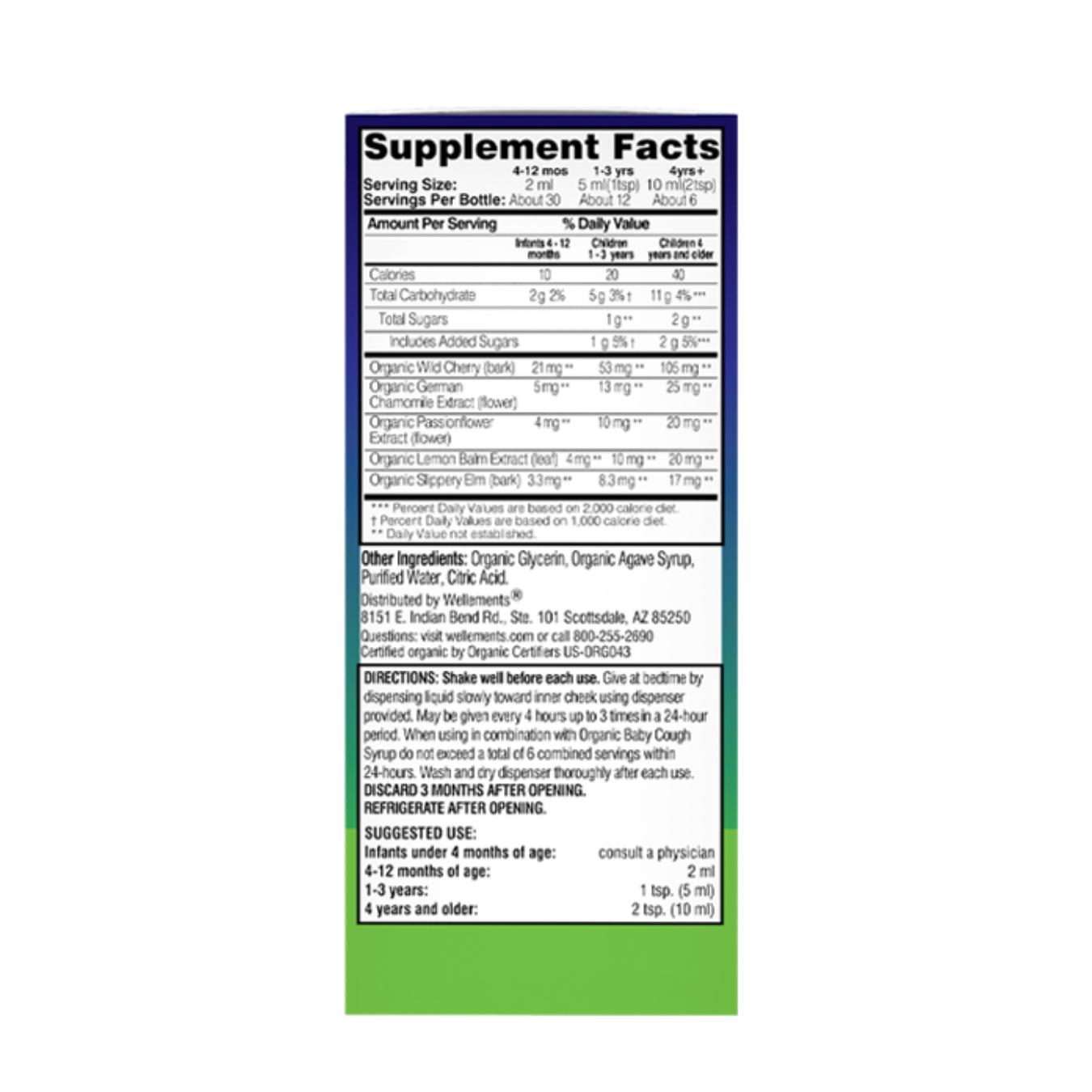 Wellements Organic Night Time Baby Cough & Mucus Syrup, 2 fl. Oz.