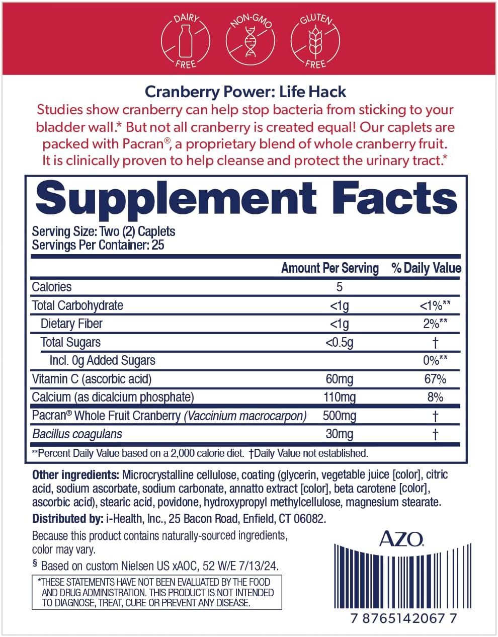 AZO Cranberry Pills for Urinary Tract Health, 50 caplets