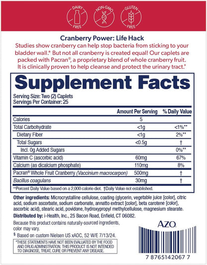 AZO Cranberry Pills for Urinary Tract Health, 50 caplets