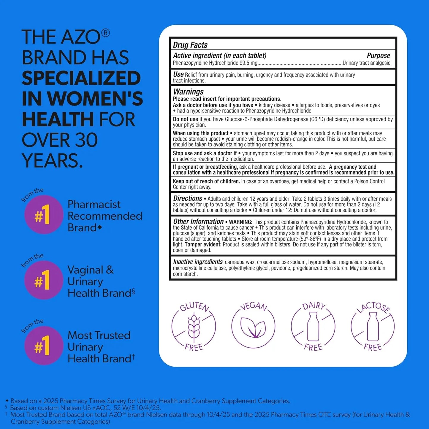 AZO Urinary Pain Relief Maximum Strength, 99.5mg, 24 Tablets