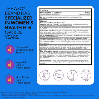 AZO Urinary Pain Relief Maximum Strength, 99.5mg, 24 Tablets