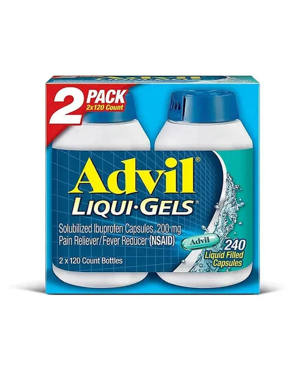 Advil Liqui-Gels Pain Reliever and Fever Reducer, Ibuprofen 200mg Capules, 240 ct Advil
