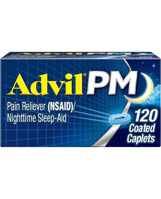 Advil PM Pain Reliever and Nighttime Sleep Aid, Ibuprofen Sleep Aid - 120 Coated Caplets