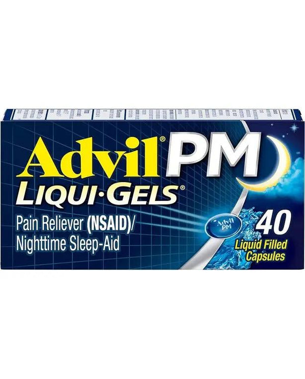 Advil PM Liqui-Gels Pain Reliever and Nighttime Sleep Aid, Pain Medicine with Ibuprofen for Pain Relief and Diphenhydramine HCL for a Sleep Aid - 40 Liquid