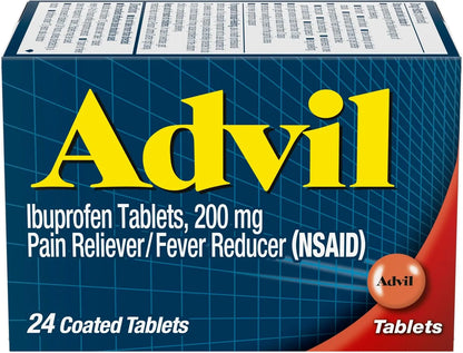 Advil Coated Caplets Pain Reliever and Fever Reducer Ibuprofen 200mg, 24 Count