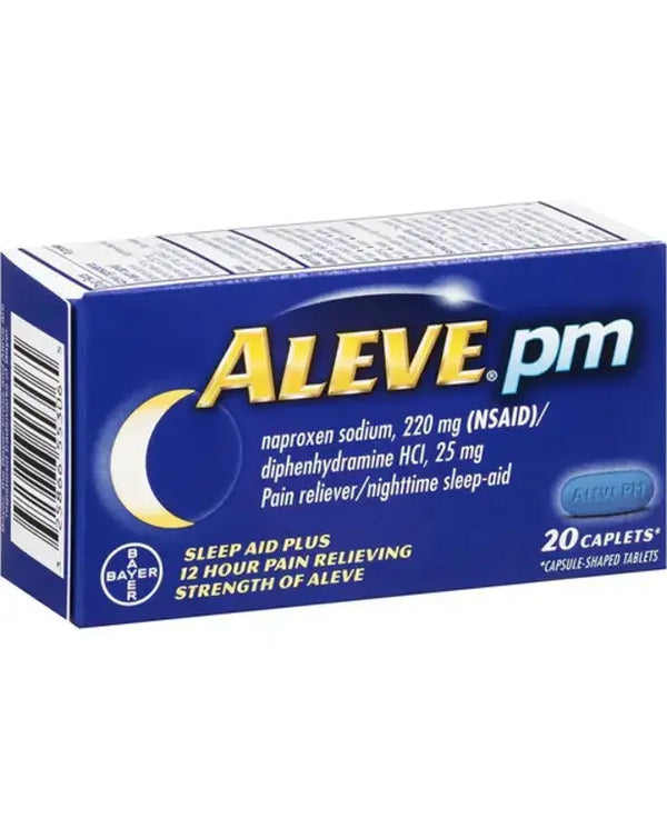 Aleve PM Relief and Nighttime Sleep Aid, Naproxen Sodium Caplets, 20 Count