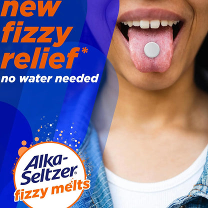 Alka-Seltzer Fizzy Melts, Dissolve on Tongue, Orange Flavor, 16 Tablets