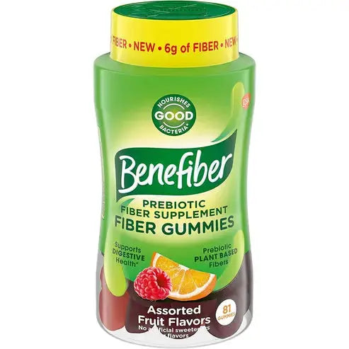 Benefiber Fiber Supplement Gummies for Digestive Health, Assorted Fruit Flavor - 81 Count
