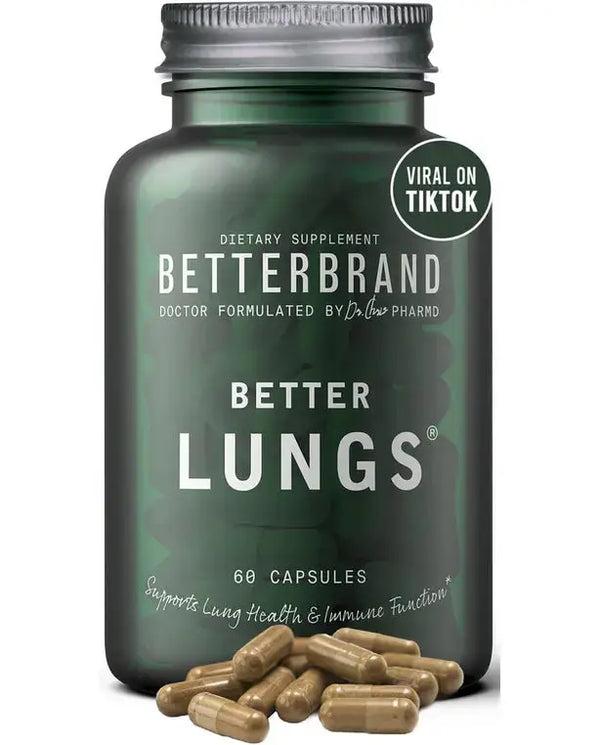 BetterLungs Daily Respiratory Health Supplement (60 Capsules) | with Vitamin D, Elderberry, Ginseng, Mullein, and Reishi Mushroom | for Lung Health, Allergy, Sinus, and Mucus Relief
