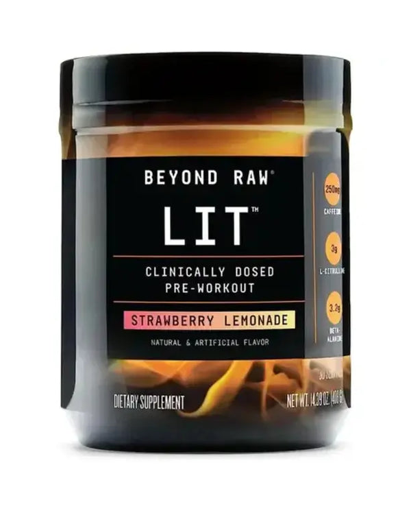 Beyond Raw LIT | Clinically Dosed Pre-Workout Powder | Contains Caffeine, L-Citruline, and Beta-Alanine, Nitric Oxide and Pre-workout Supplement | Strawberry Lemonade | 30 Servings