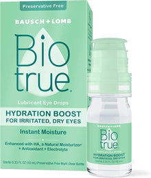 Biotrue Hydration Boost Eye Drops, Preservative Free, Soft Contact Lens Friendly for Irritated and Dry Eyes from Bausch + Lomb, Naturally Inspired, 0.33 FL OZ (10 mL)
