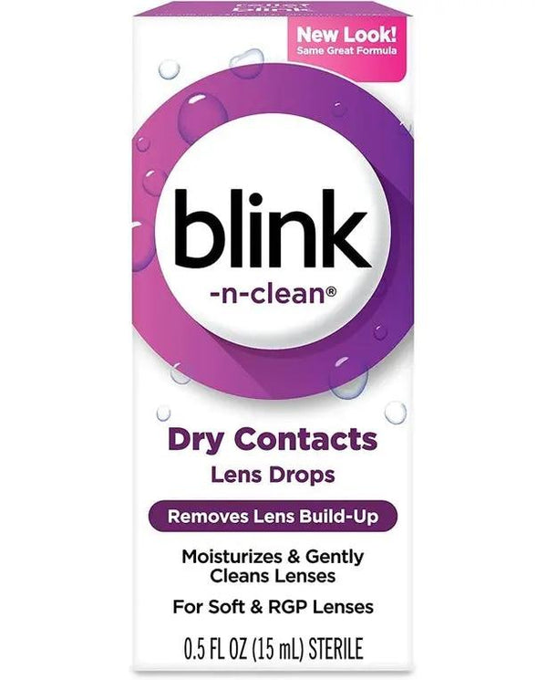 Blink-N-Clean Lens Drops 2 Pack Blink Eye Drops for Contact Lenses, 15 ml (Total 30 ml) Cleans & Moisturizes for Soft & RGP Lens Wearers

