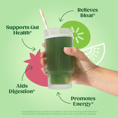Bloom Nutrition Superfood Greens Powder, Digestive Enzymes with Probiotics and Prebiotics, Gut Health, Bloating Relief for Women, Chlorella, Juice Mix with Beet Root Powder, 25 SVG, Strawberry Kiwi