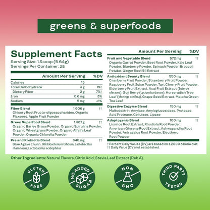 Bloom Nutrition Superfood Greens Powder, Digestive Enzymes with Probiotics and Prebiotics, Gut Health, Bloating Relief for Women, Chlorella, Juice Mix with Beet Root Powder, 25 SVG, Strawberry Kiwi