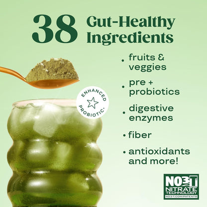 Bloom Nutrition Superfood Greens Powder, Digestive Enzymes with Probiotics and Prebiotics, Gut Health, Bloating Relief for Women, Chlorella, Juice Mix with Beet Root Powder, 25 SVG, Strawberry Kiwi