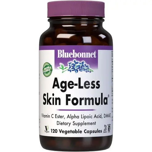 BlueBonnet Age-Less Skin Formula Capsules, White, Vegetable, 120 Count
