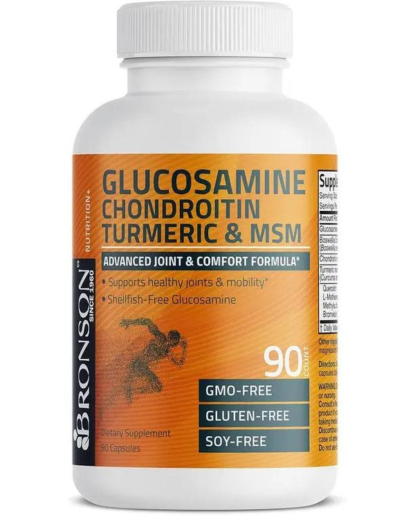 Bronson Glucosamine Chondroitin Turmeric & MSM Advanced Joint & Cartilage Formula, Supports Healthy Joints, Mobility & Cartilage - Non-GMO, 90 Capsules
