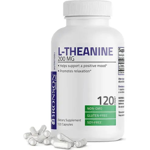 Bronson L-Theanine 200mg (Double-Strength) with Passion Flower Herb, 120 Capsules
