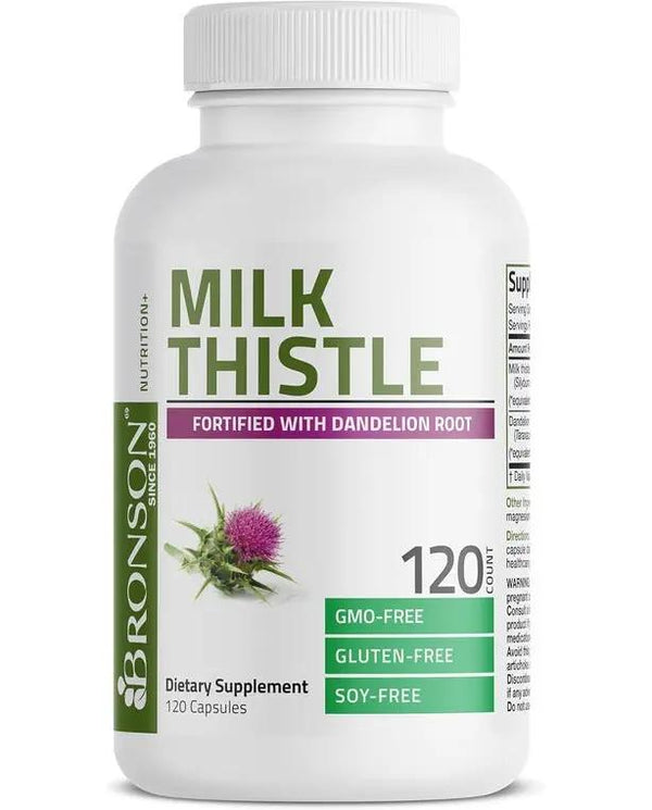 Bronson Milk Thistle 1000mg Silymarin Marianum & Dandelion Root Liver Health Support 120 Capsules
