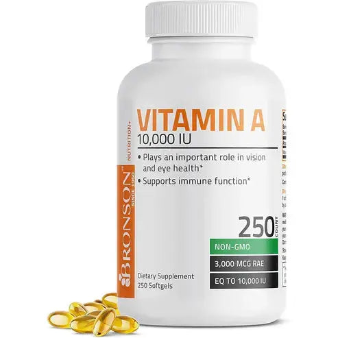 Bronson Vitamin A 10,000 IU Premium Non-GMO Formula Supports Healthy Vision & Immune System and Healthy Growth & Reproduction, 250 Softgels
