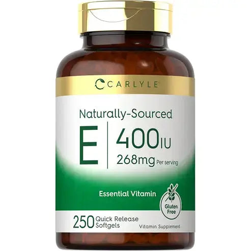 CARLYLE Natural Vitamin E | 400 IU | 250 Softgels | Non-GMO & Gluten Free
