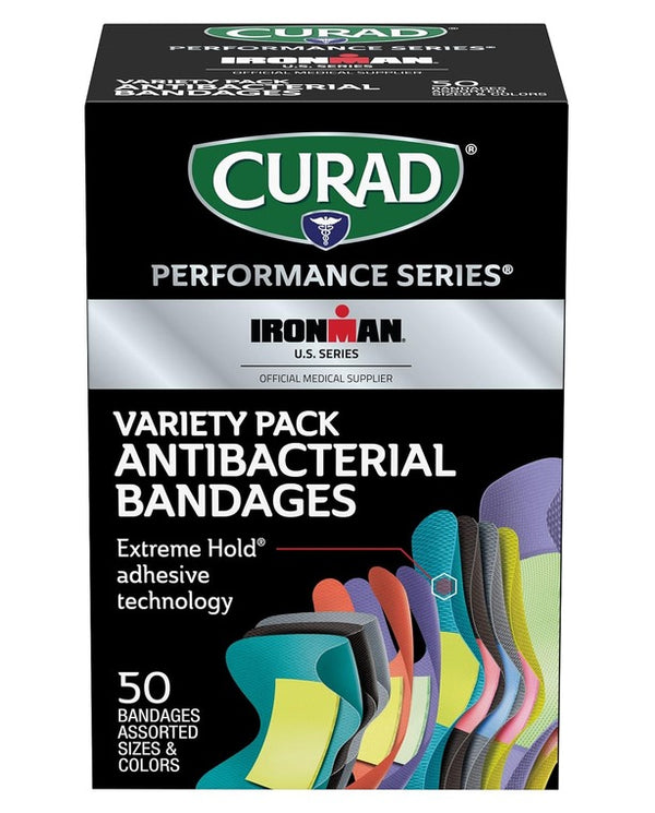 CURAD Performance Series IRONMAN
Antibacterial Bandages, 50 Count
