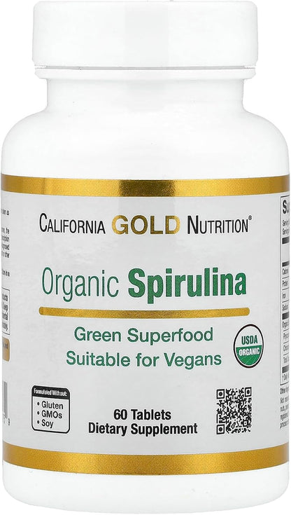 California Gold Organic Spirulina Dietary Supplement - 60 Tablets