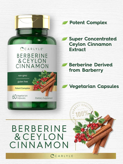 Carlyle Berberine with Ceylon Cinnamon | 2000mg Complex | 60 Capsules