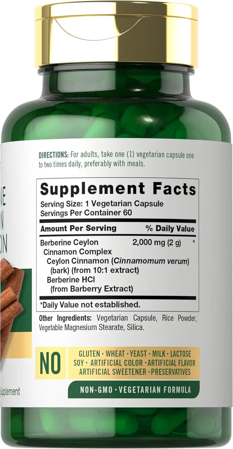 Carlyle Berberine with Ceylon Cinnamon | 2000mg Complex | 60 Capsules