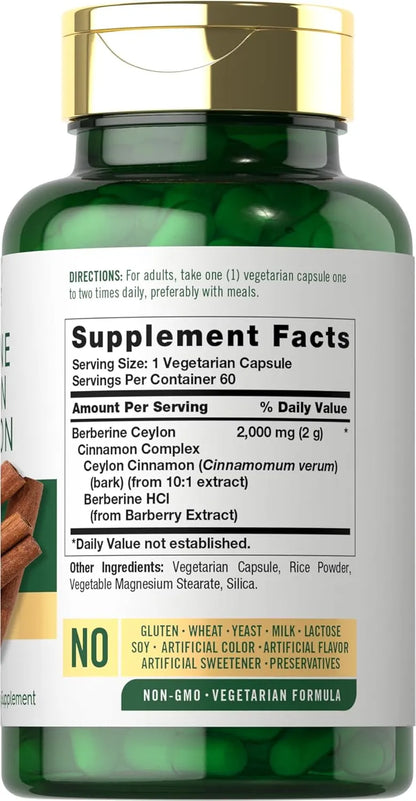 Carlyle Berberine with Ceylon Cinnamon | 2000mg Complex | 60 Capsules