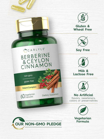 Carlyle Berberine with Ceylon Cinnamon | 2000mg Complex | 60 Capsules