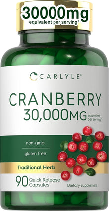 Carlyle Cranberry Supplement | 90 Capsules | Non-GMO and Gluten Free Formula | Cranberry Pills from Concentrate Extract