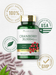 Carlyle Cranberry Supplement | 90 Capsules | Non-GMO and Gluten Free Formula | Cranberry Pills from Concentrate Extract