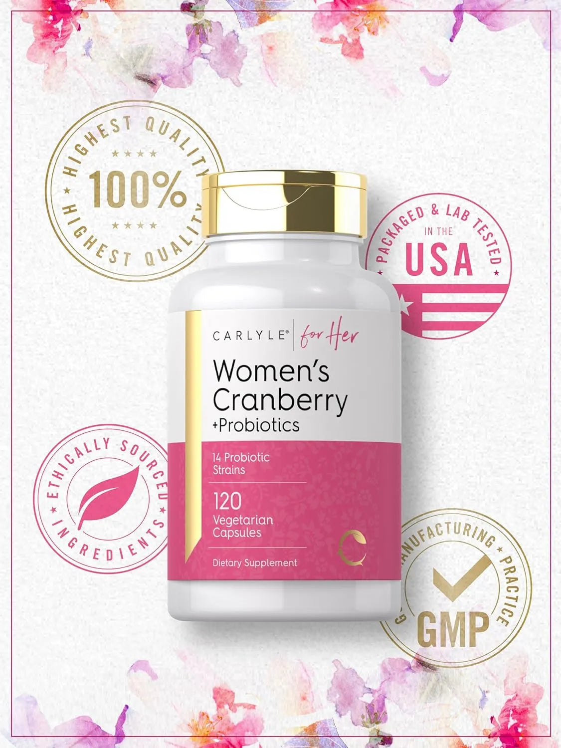 Carlyle Women's Cranberry Plus Probiotics 120 Capsules