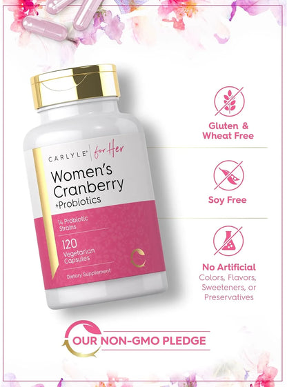 Carlyle Women's Cranberry Plus Probiotics 120 Capsules