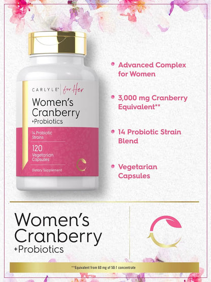 Carlyle Women's Cranberry Plus Probiotics 120 Capsules