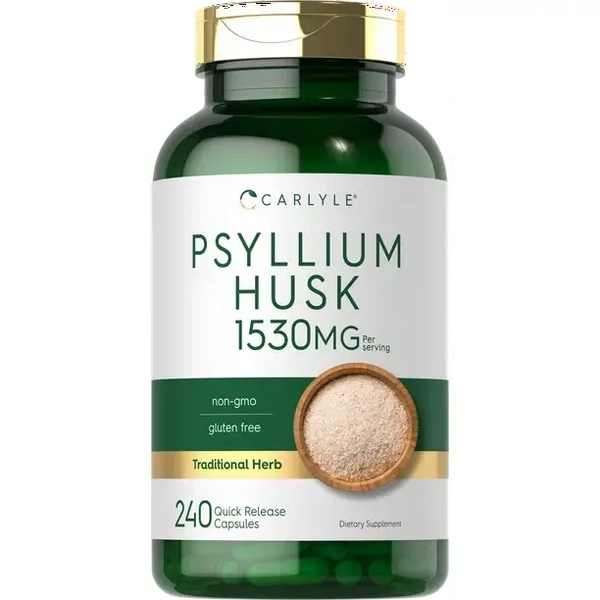 Carlyle Psyllium Husk Capsules 1530mg | 240 Caps | High Potency Fiber Supplement | Non-GMO, Gluten Free
