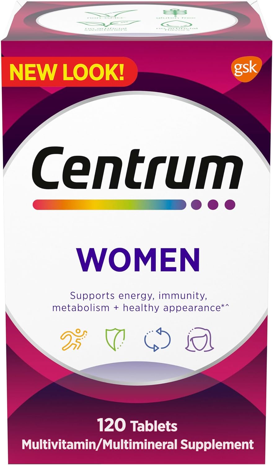 Centrum Multivitamin for Women 18 and Over, 120 Tablets | Contains Vitamin D3, B Vitamins and Antioxidant Vitamins C and E