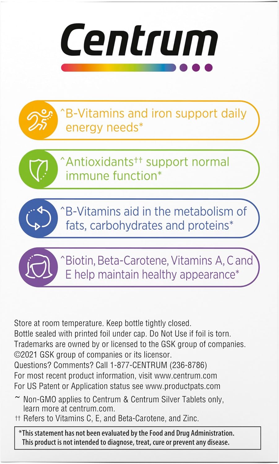 Centrum Multivitamin for Women 18 and Over, 120 Tablets | Contains Vitamin D3, B Vitamins and Antioxidant Vitamins C and E
