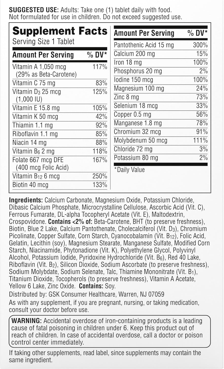 Centrum Multivitamin for Women 18 and Over, 120 Tablets | Contains Vitamin D3, B Vitamins and Antioxidant Vitamins C and E