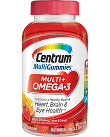 Centrum MultiGummies Multi + Omega-3 Natural Strawberry, Lemon, Orange Flavors - 100 Count
