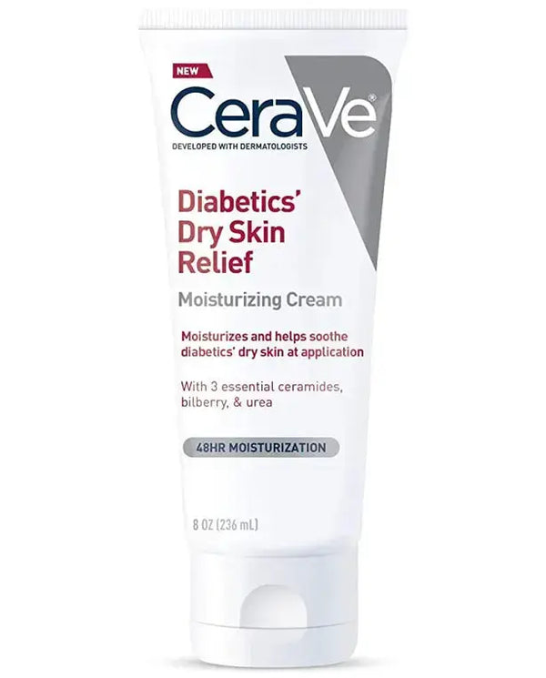 CeraVe Moisturizing Cream for Diabetics’ Dry Skin | Urea Cream with Bilberry for Face and Body | Fragrance Free & Paraben Free | 8 Ounce

